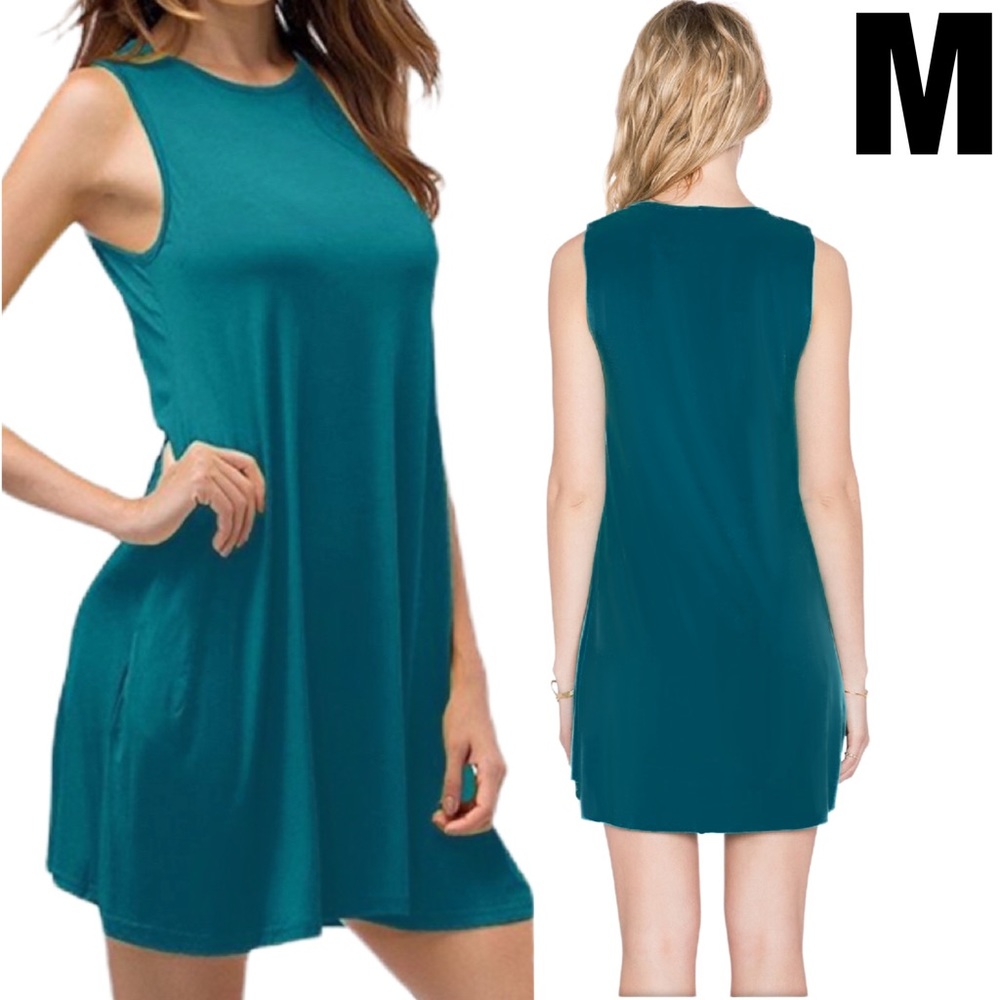 NWOT Dark Green Sleeveless Mini Dress Sz M